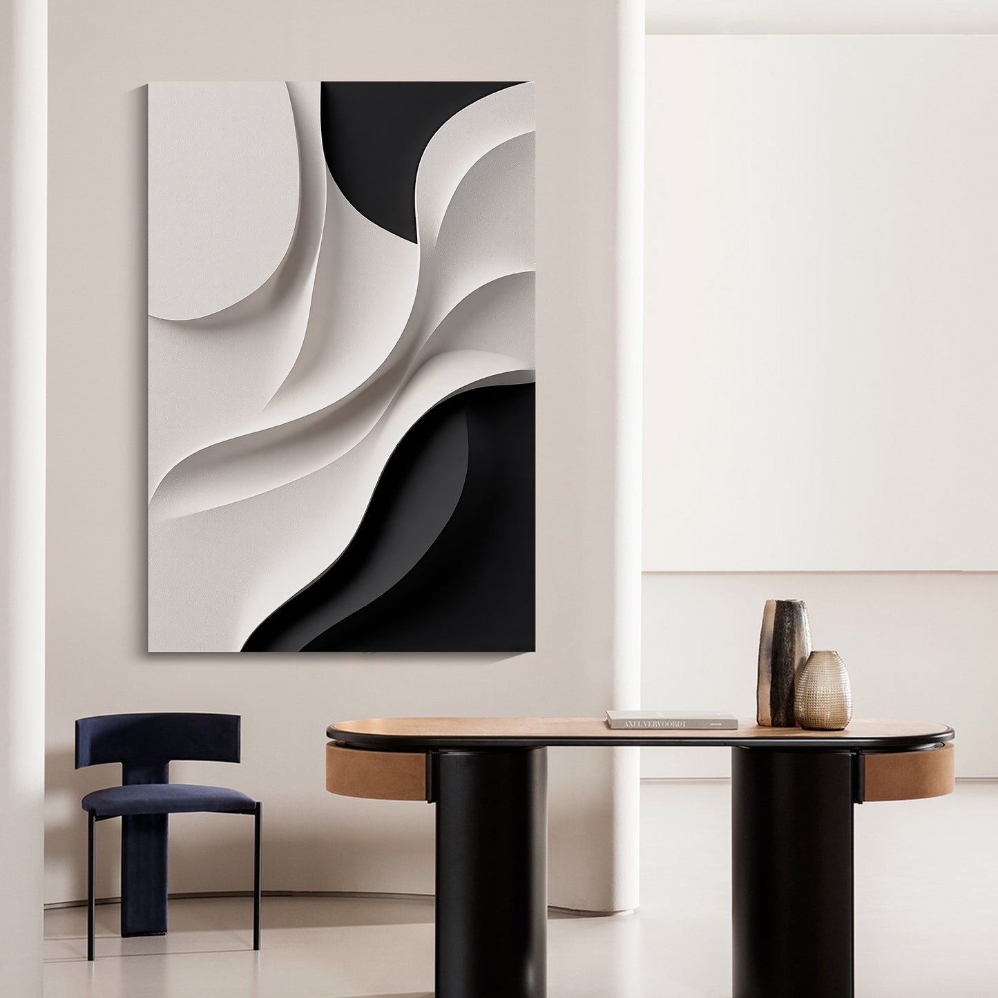 Beige and black Wall Sculptures, 3D Wood Wall Art, Minimalist Wall Hanging Home Decor