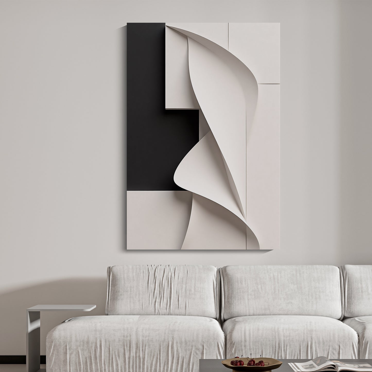Beige and black Wall Sculptures, 3D Wood Wall Art, Minimalist Wall Hanging Home Decor