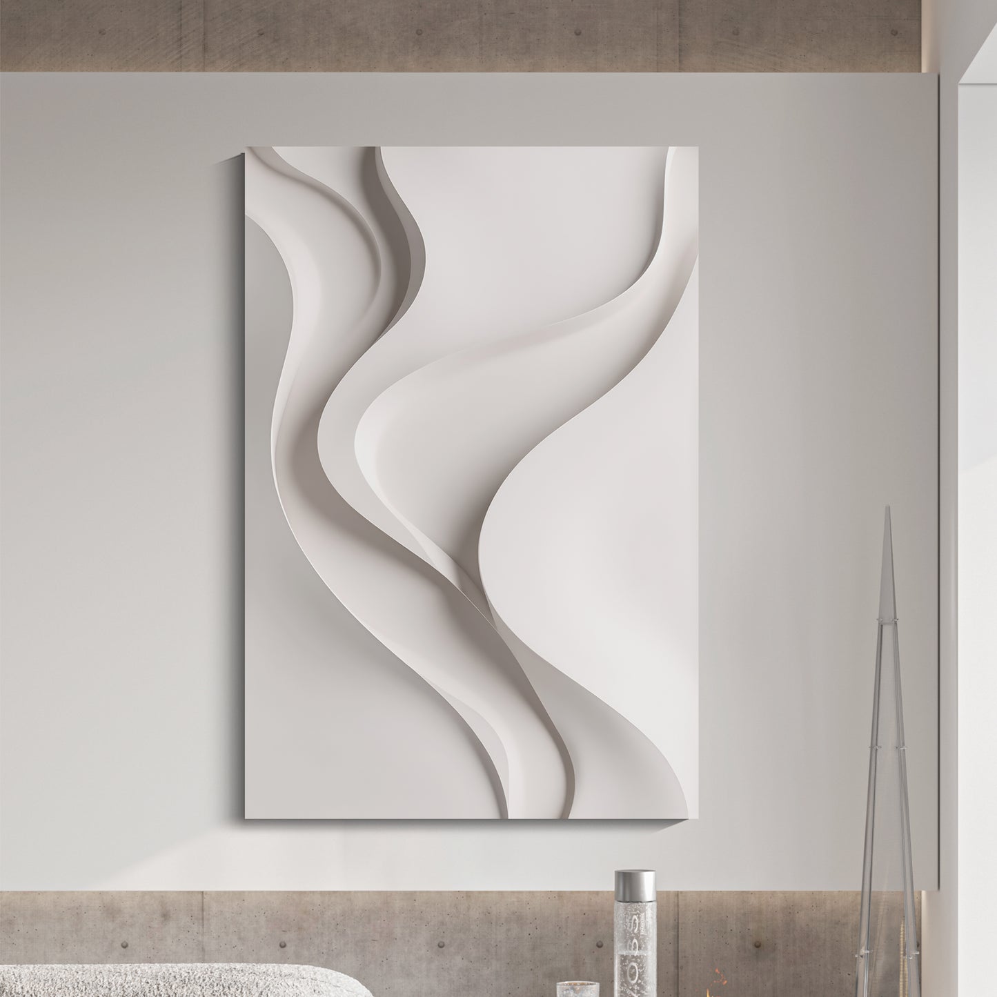 Beige Wall Sculptures, 3D Wood Wall Art, Minimalist Wall Hanging Home Decor