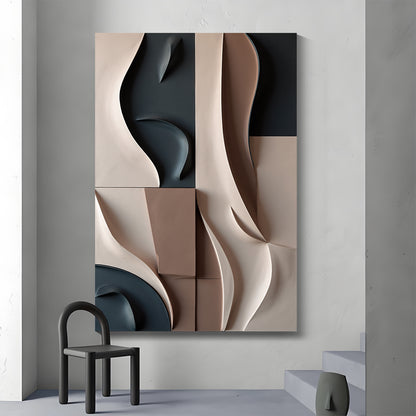 Beige and Brown dark green Wall Sculptures, 3D Wood Wall Art, Minimalist Wall Hanging Home Decor