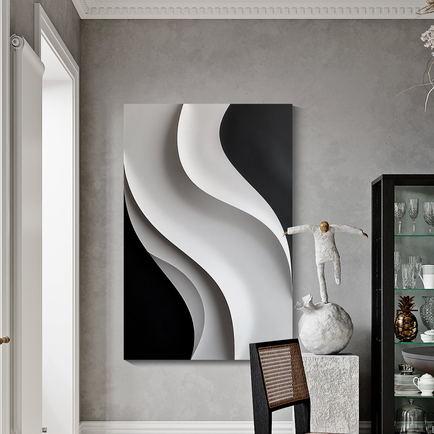 Beige and black Wall Sculptures, 3D Wood Wall Art, Minimalist Wall Hanging Home Decor