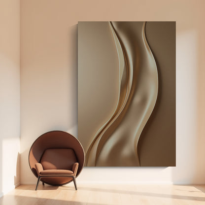 Light brown wall sculpture, 3D wooden wall art, simple wall-mounted home decoration.