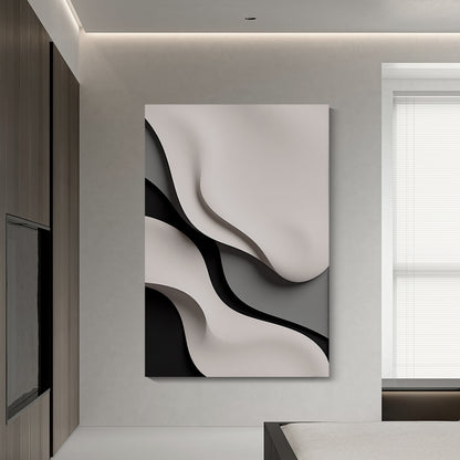 Beige and Black GreyWall Sculptures, 3D Wood Wall Art, Minimalist Wall Hanging Home Decor
