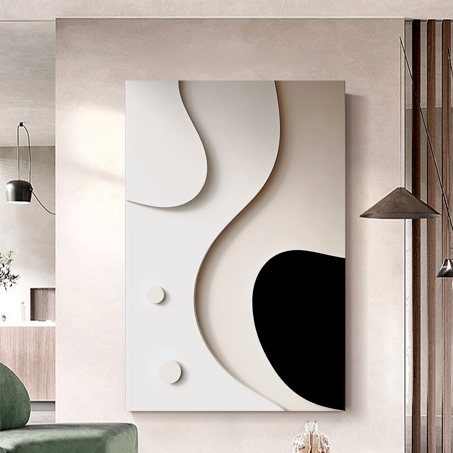 Beige and black Wall Sculptures, 3D Wood Wall Art, Minimalist Wall Hanging Home Decor