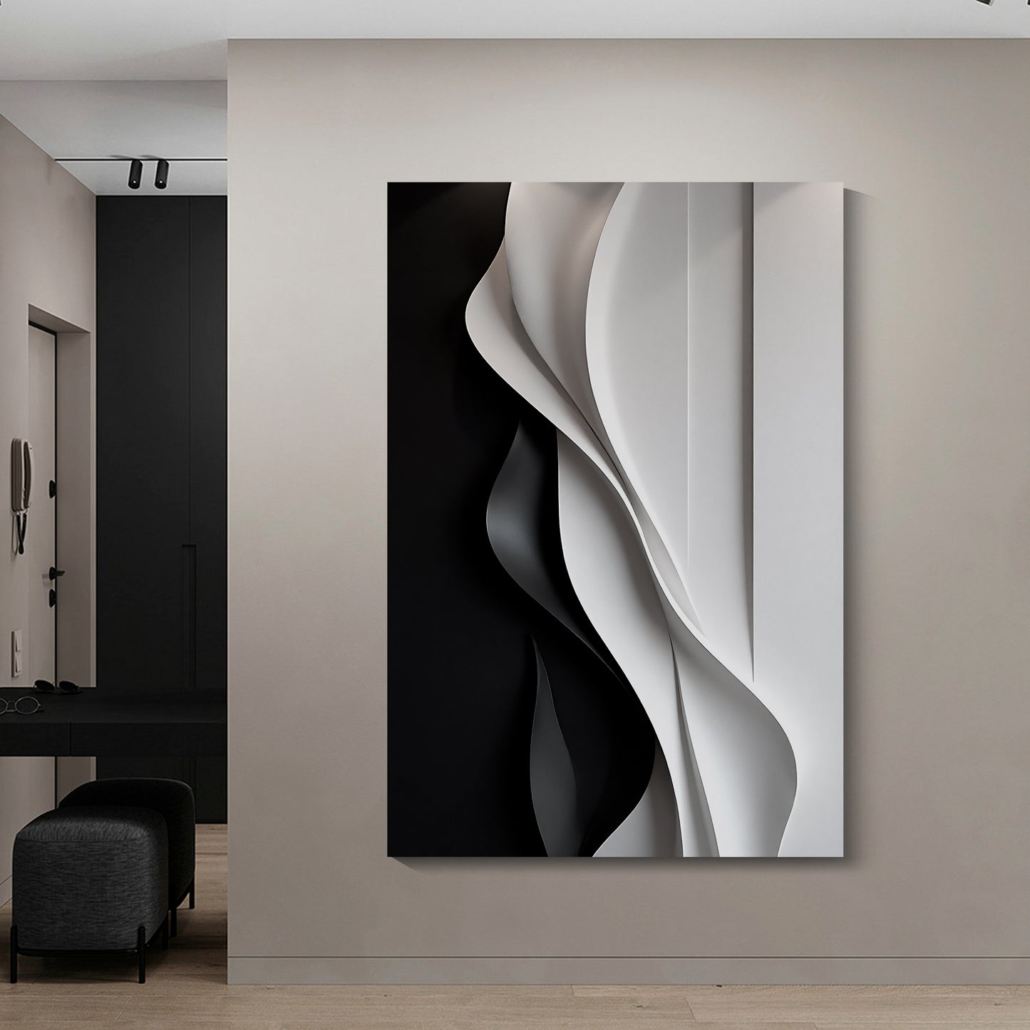 Beige and black Wall Sculptures, 3D Wood Wall Art, Minimalist Wall Hanging Home Decor