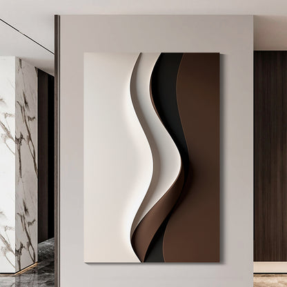 Beige and Brown Black Wall Sculptures, 3D Wood Wall Art, Minimalist Wall Hanging Home Decor