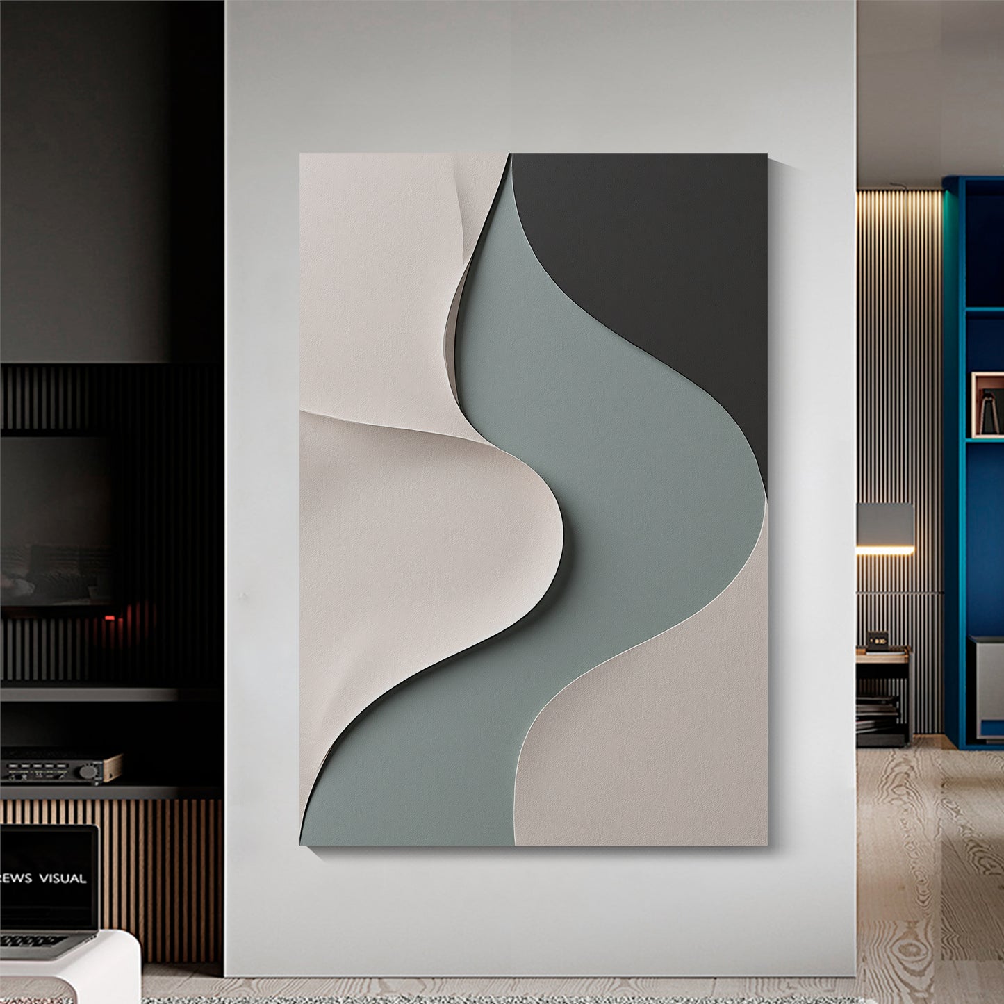 Beige, black, and dark greenWall Sculptures, 3D Wood Wall Art, Minimalist Wall Hanging Home Decor