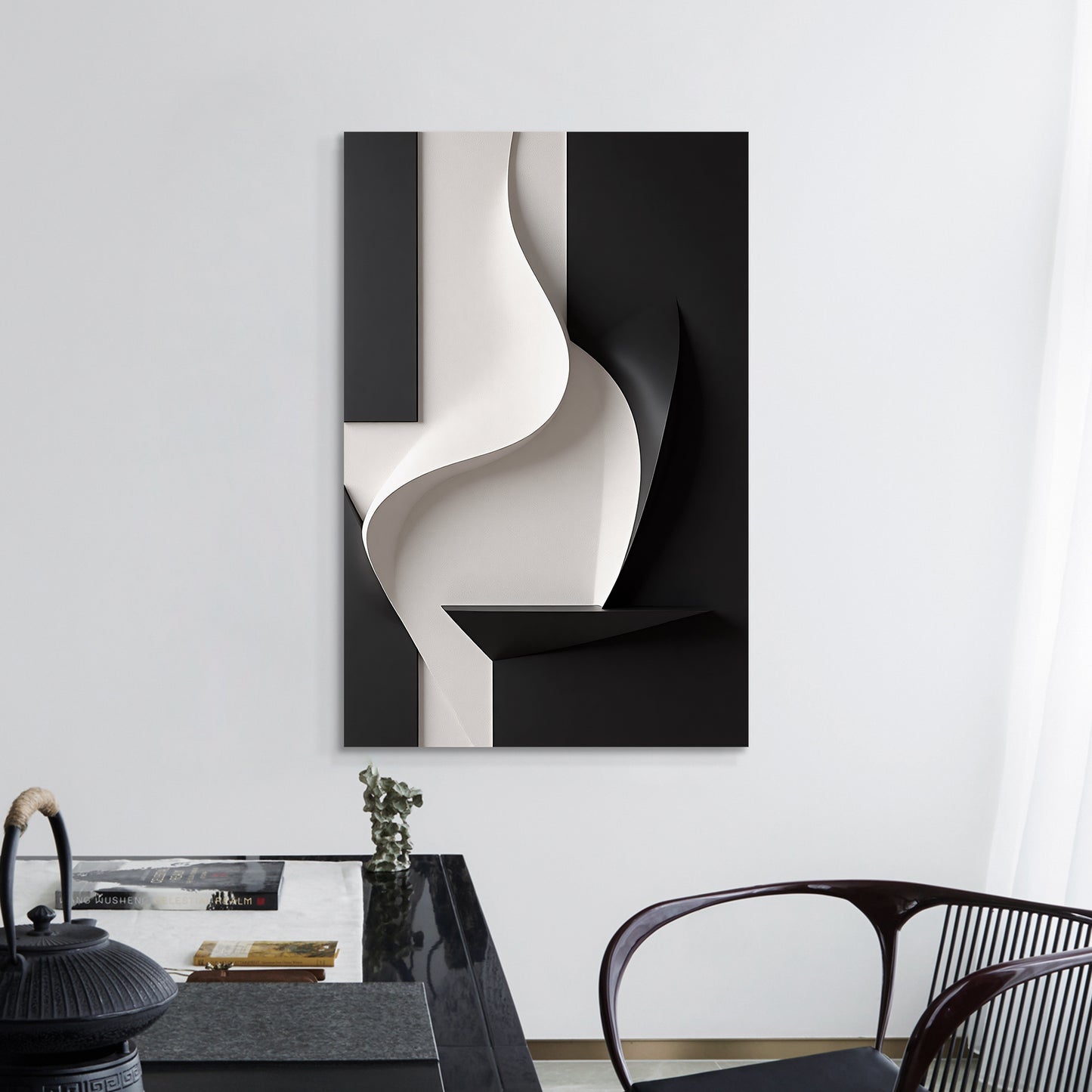 Beige and black Wall Sculptures, 3D Wood Wall Art, Minimalist Wall Hanging Home Decor