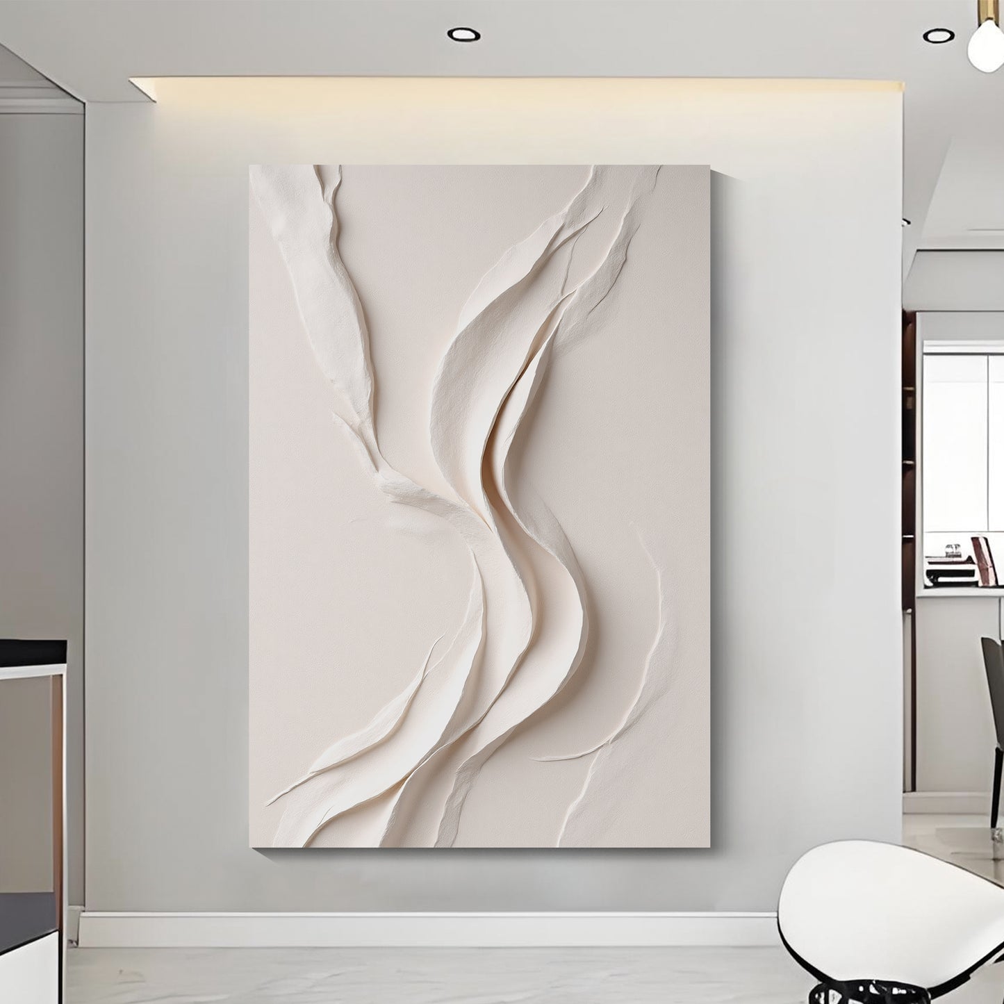 Beige Wall Sculptures, 3D Wood Wall Art, Minimalist Wall Hanging Home Decor