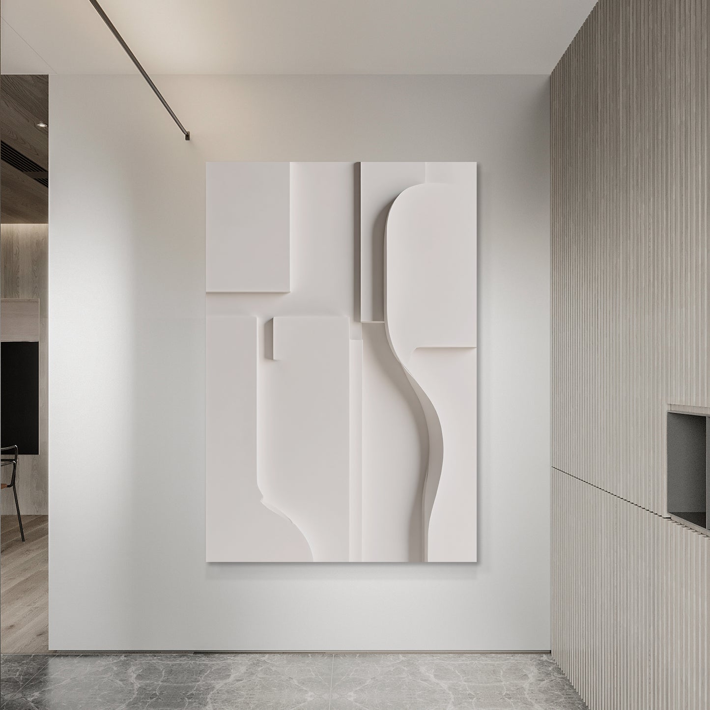 Beige Wall Sculptures, 3D Wood Wall Art, Minimalist Wall Hanging Home Decor