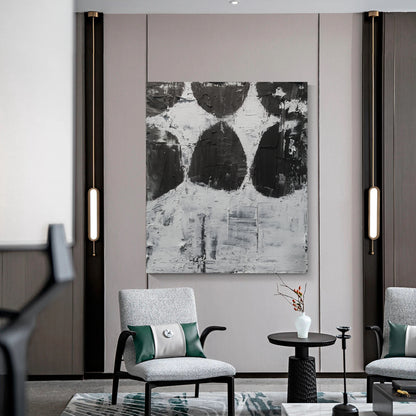 Black, white and gray simple wall art, hand-painted oil painting