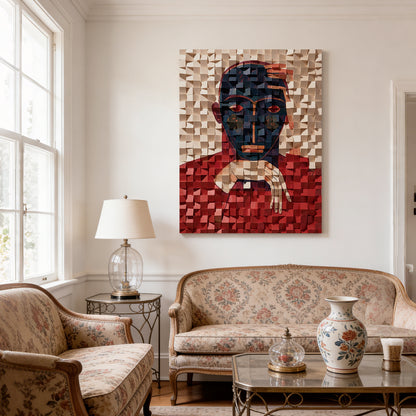 Modern Wooden Wall Art 3D Wood Wall Decor for Living Room:Portrait Thinking