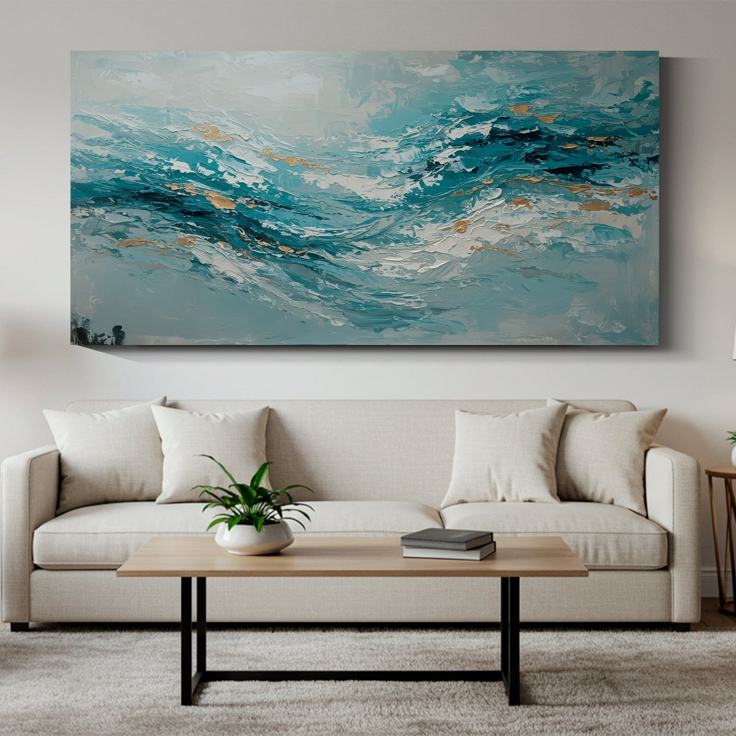 Banner modern abstract wall art, hand-painted oil painting