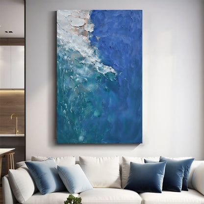 "Sea of Healing" modern abstract wall art, hand-painted oil painting.
