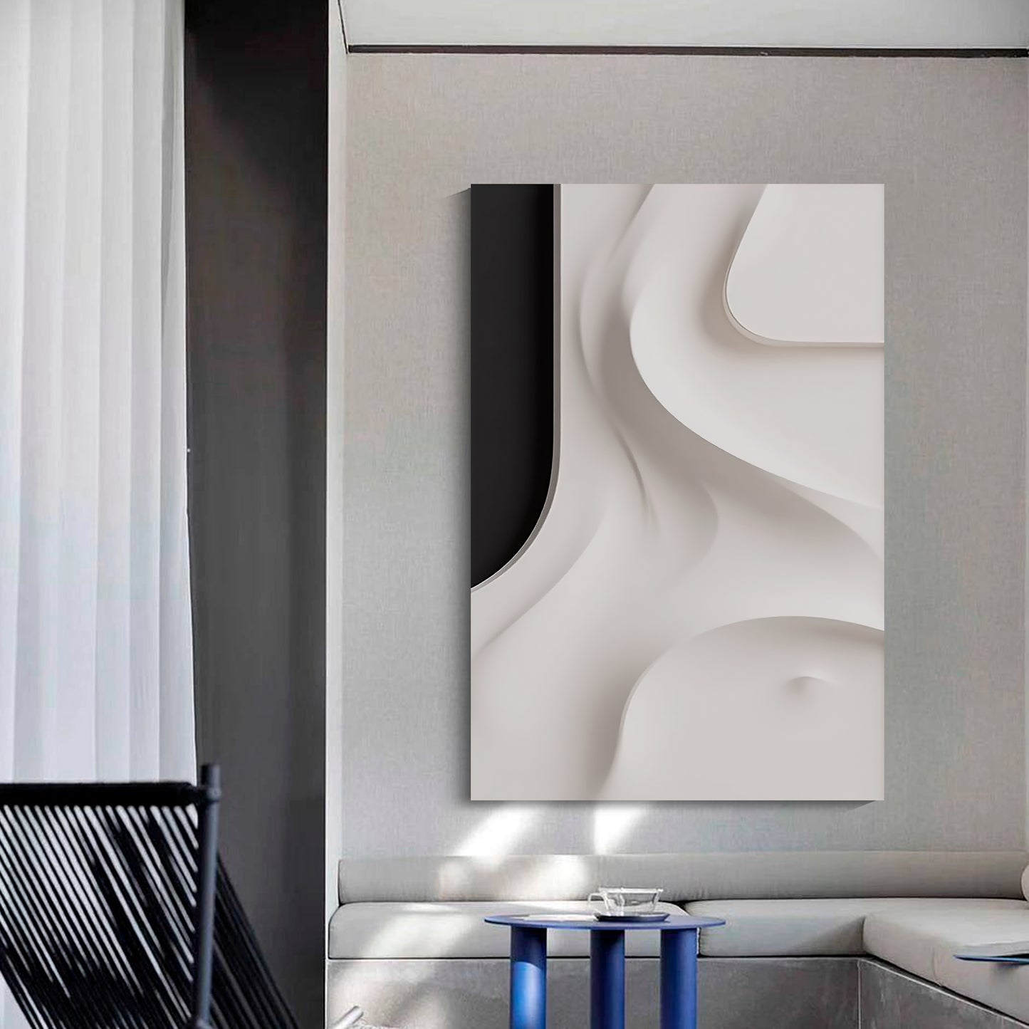 Beige and black Wall Sculptures, 3D Wood Wall Art, Minimalist Wall Hanging Home Decor