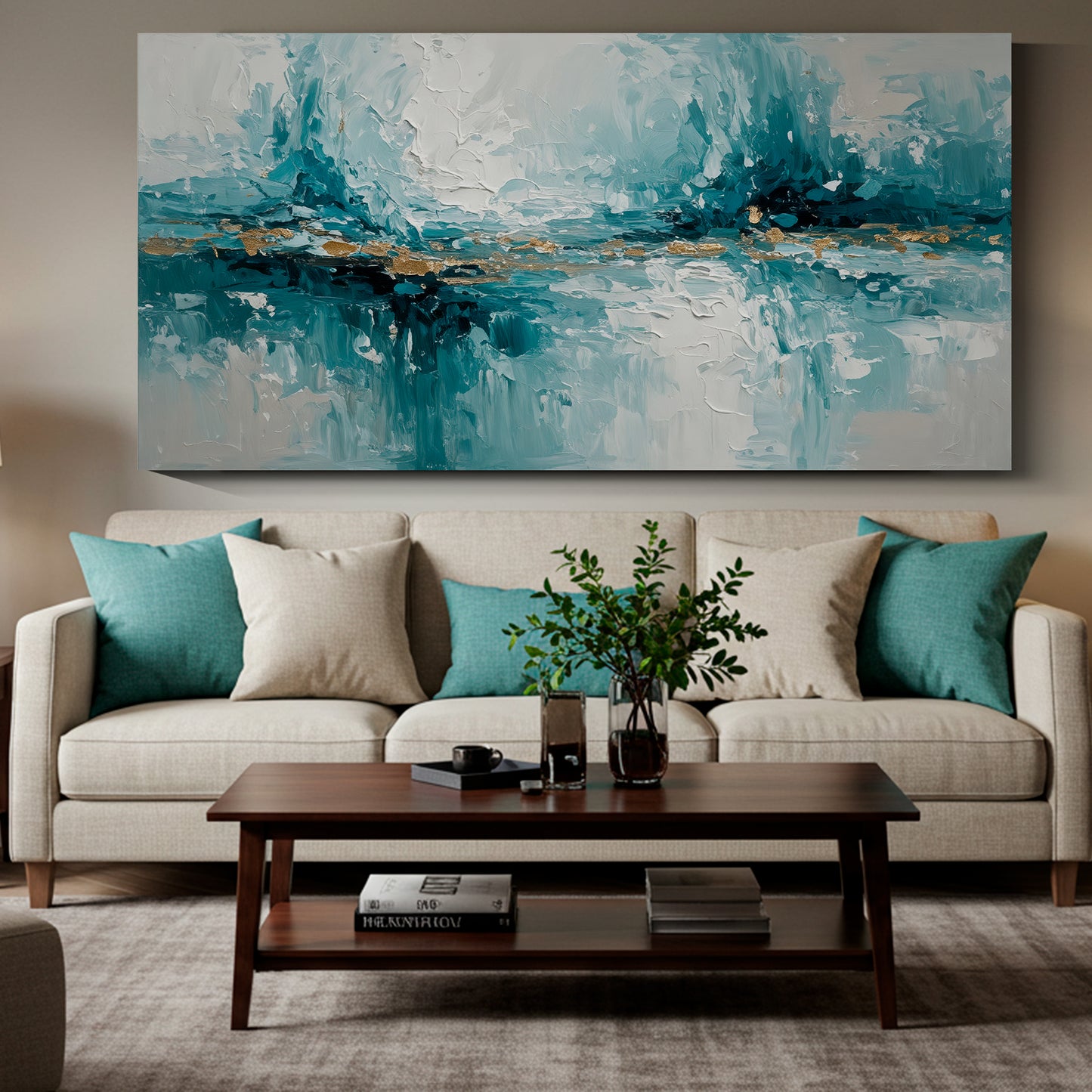 Banner modern abstract wall art, hand-painted oil painting
