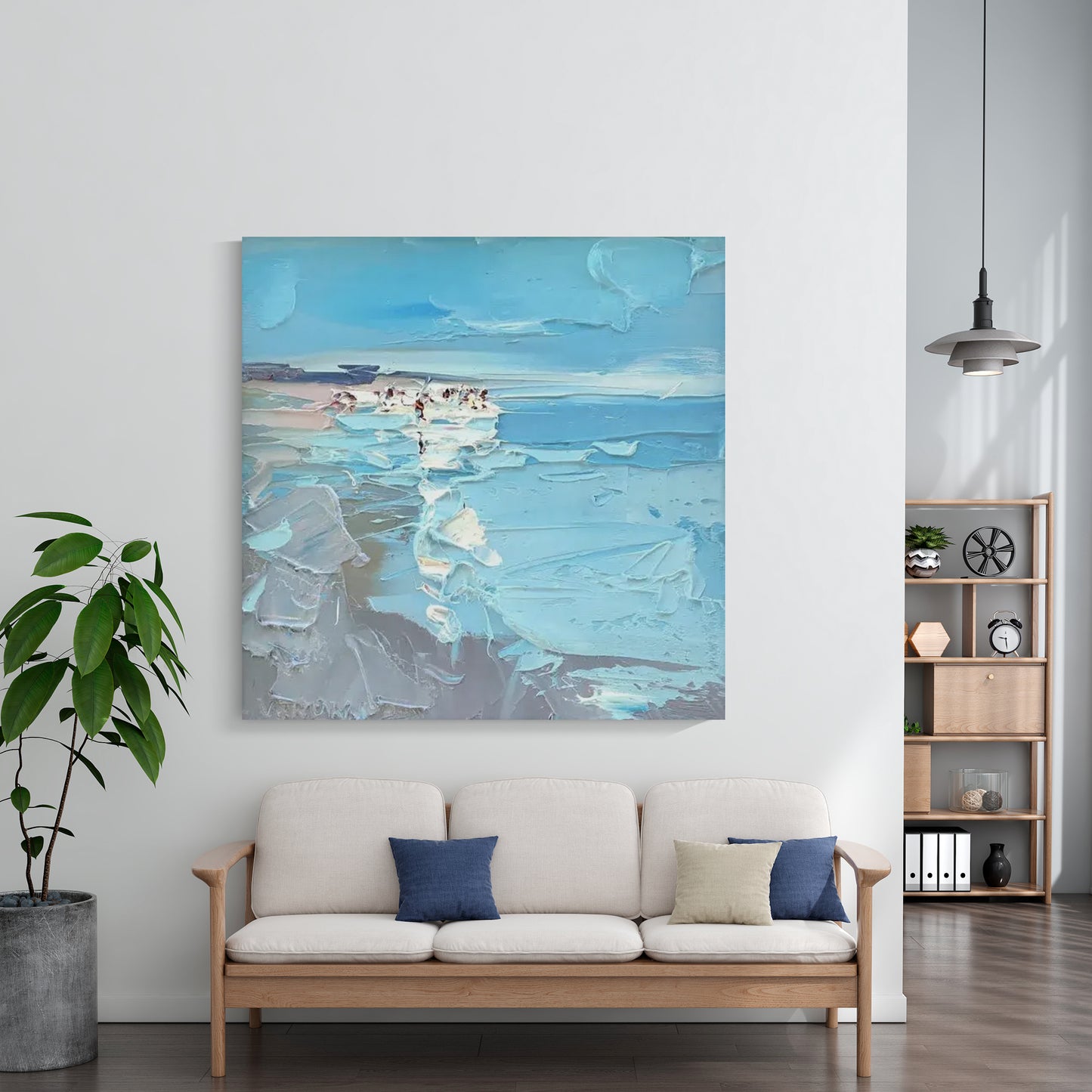 'Touching the Sea'Hand drawn oil painting