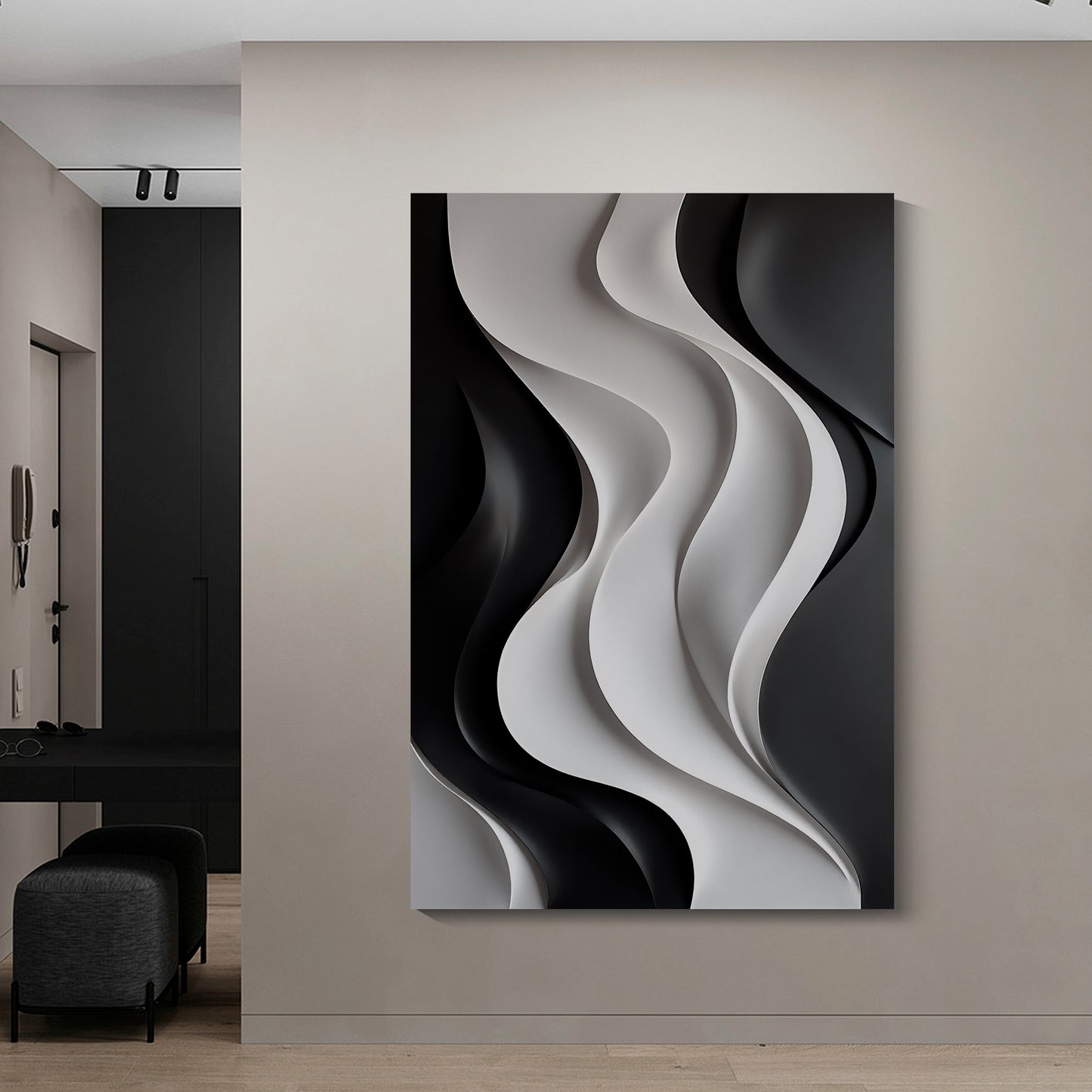 Beige and black Wall Sculptures, 3D Wood Wall Art, Minimalist Wall Hanging Home Decor