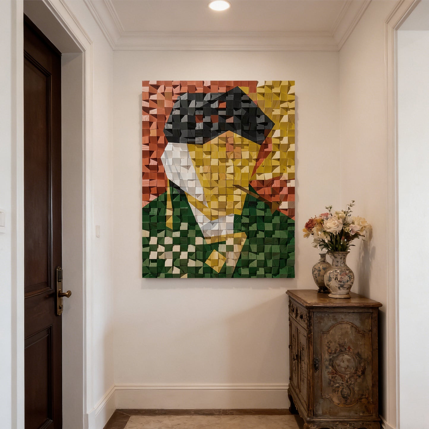 Modern Wooden Wall Art 3D Wood Wall Decor for Living Room:Vincent Van Gogh Self-Portrait