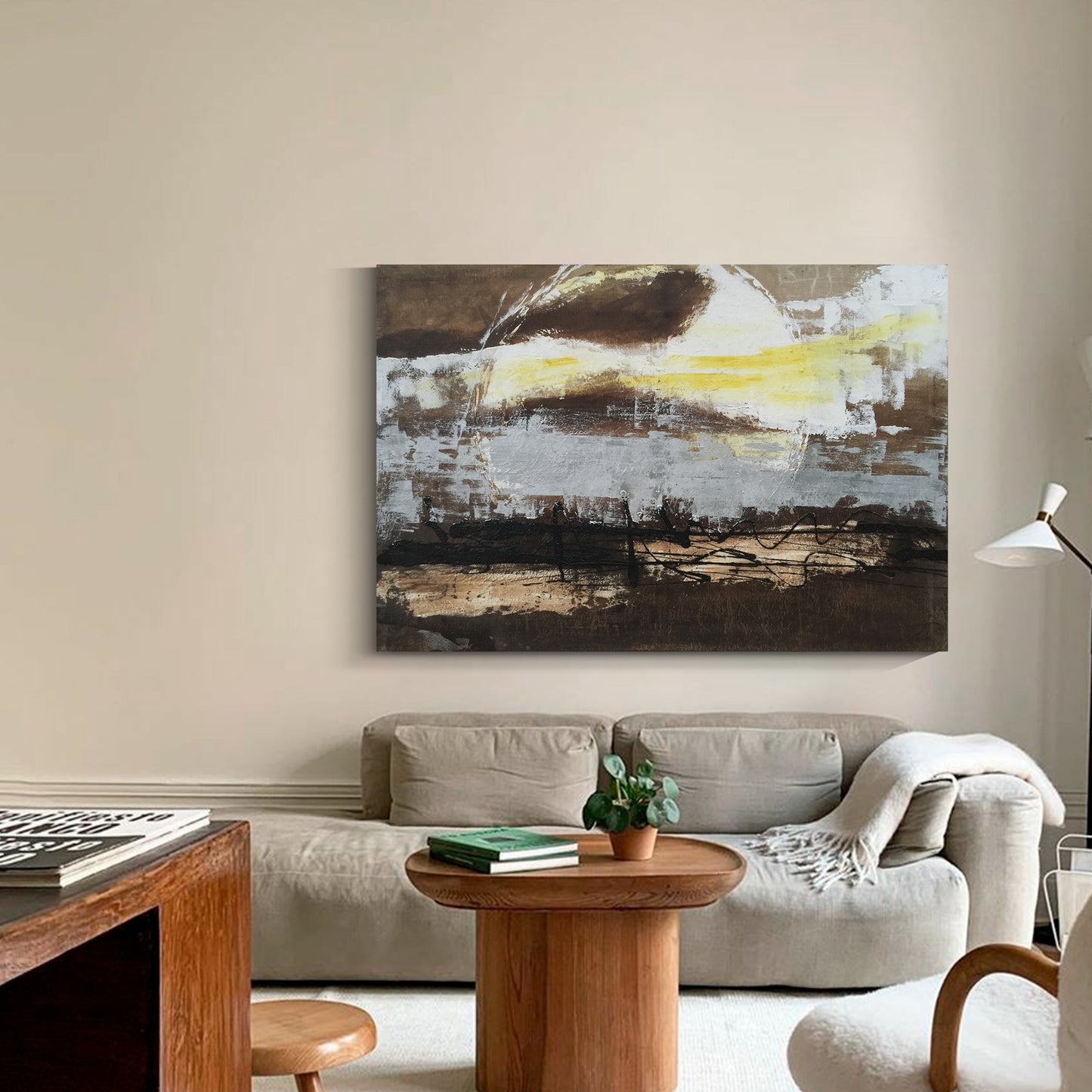 Banner modern abstract wall art, hand-painted oil painting