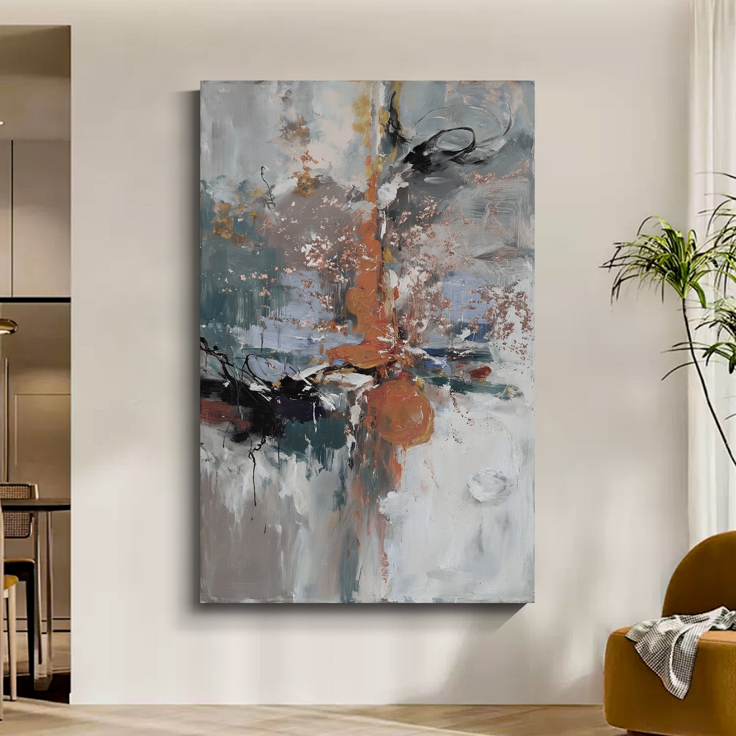 Modern abstract wall art, hand-painted oil painting