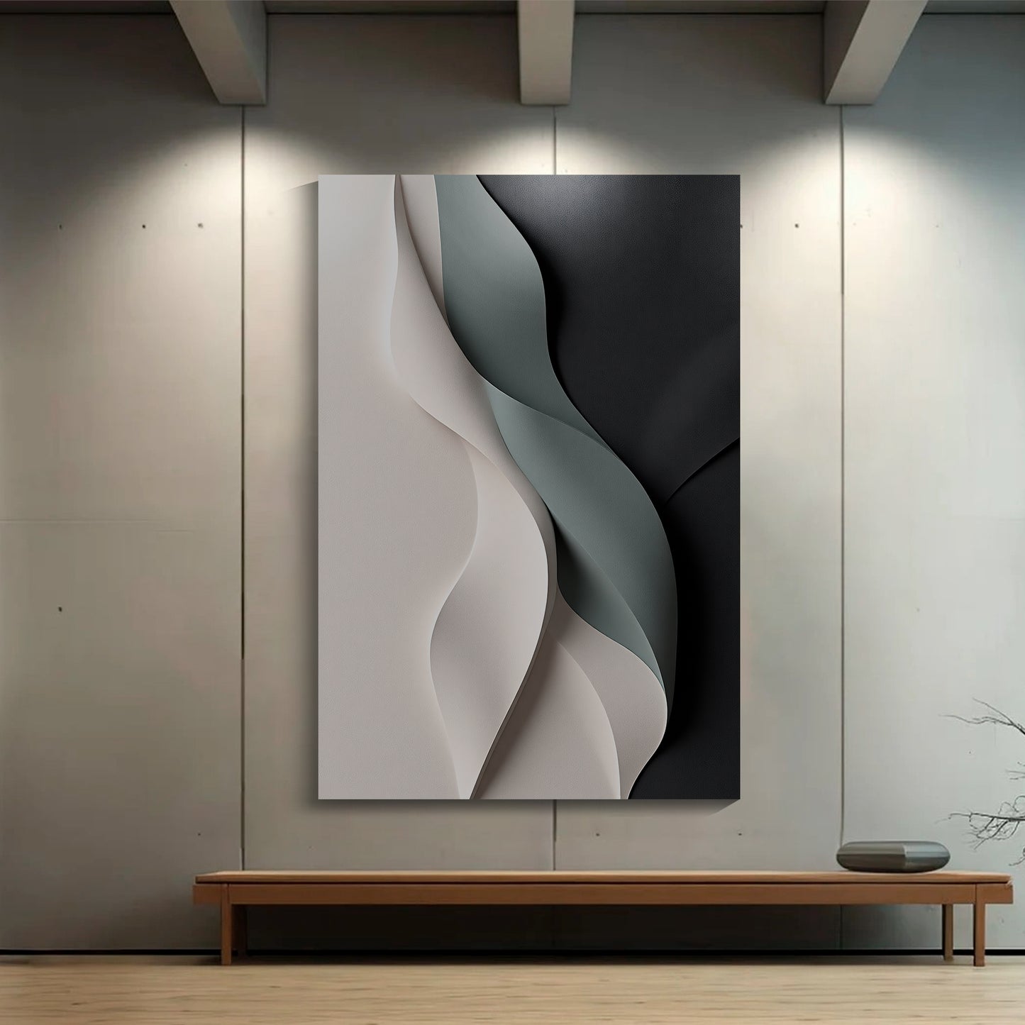 Beige, black, and dark greenWall Sculptures, 3D Wood Wall Art, Minimalist Wall Hanging Home Decor