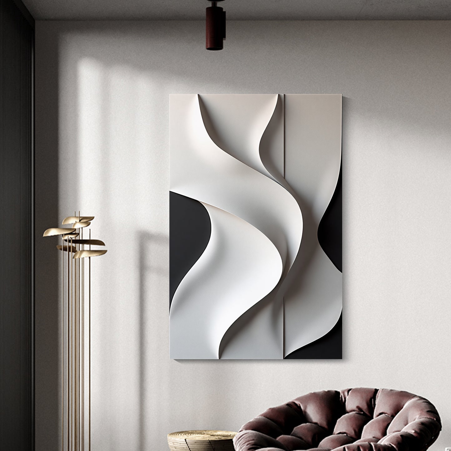 Beige and black Wall Sculptures, 3D Wood Wall Art, Minimalist Wall Hanging Home Decor