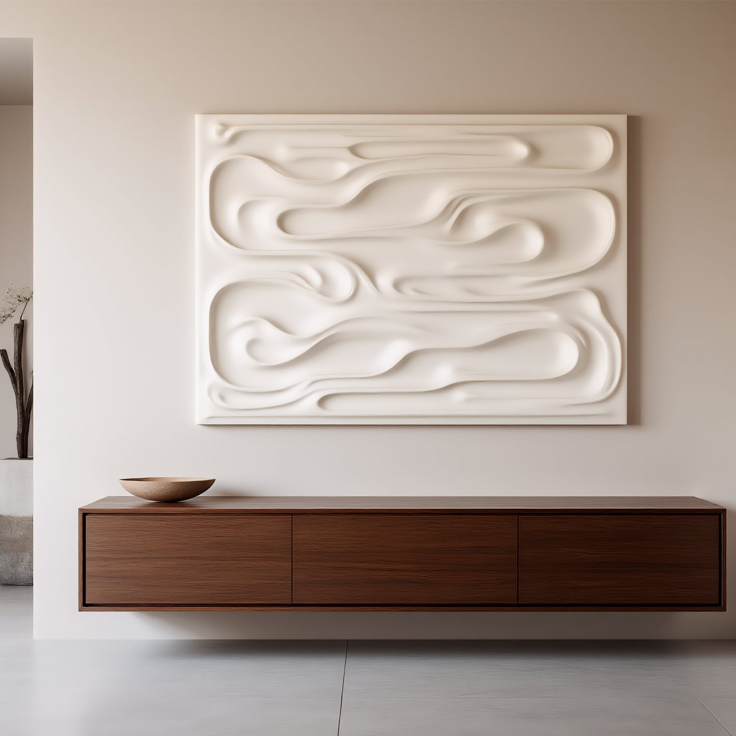 Beige Wall Sculptures, 3D Wood Wall Art, Minimalist Wall Hanging Home Décor