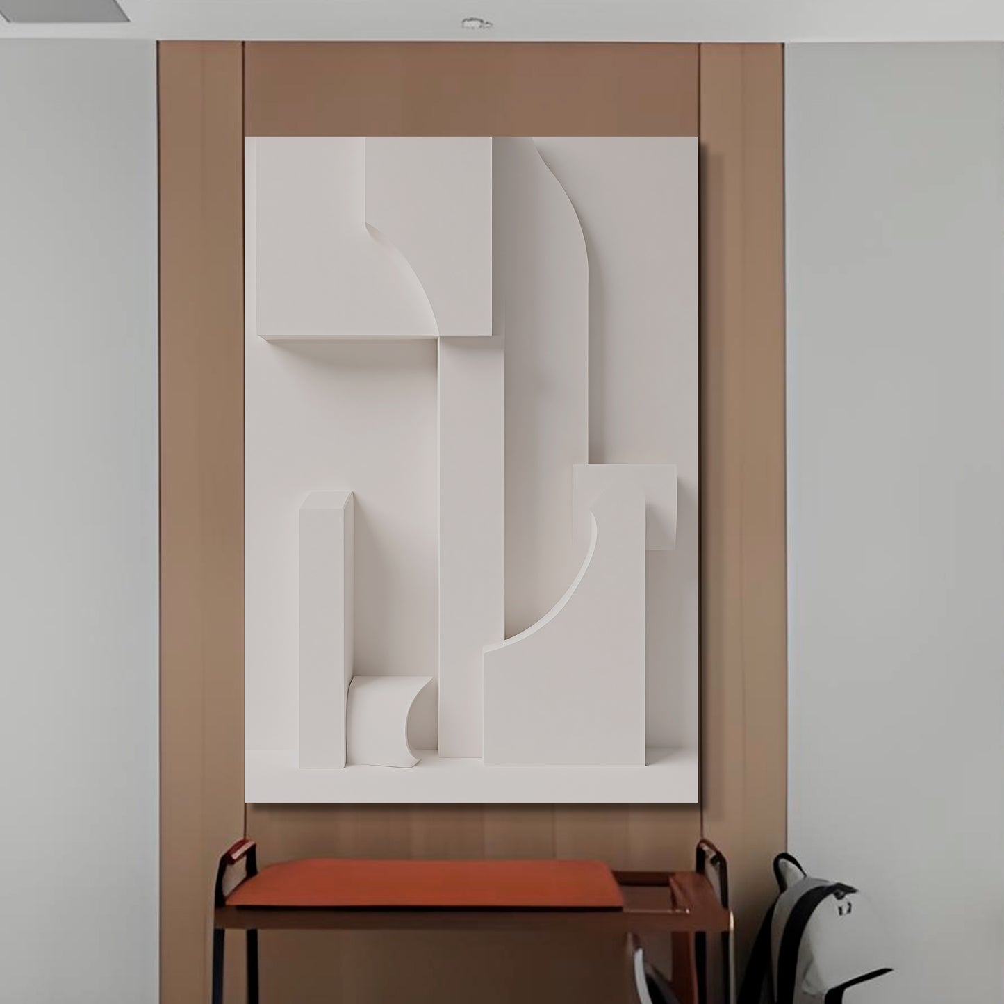 Beige Wall Sculptures, 3D Wood Wall Art, Minimalist Wall Hanging Home Decor