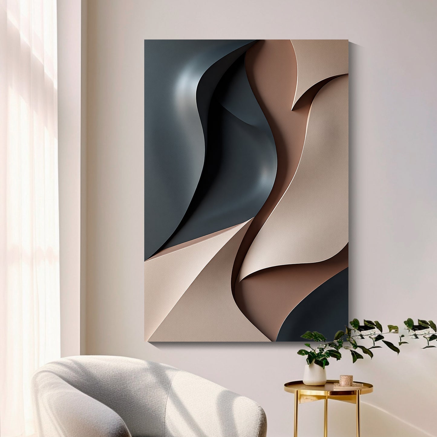 Beige and Brown dark green Wall Sculptures, 3D Wood Wall Art, Minimalist Wall Hanging Home Decor
