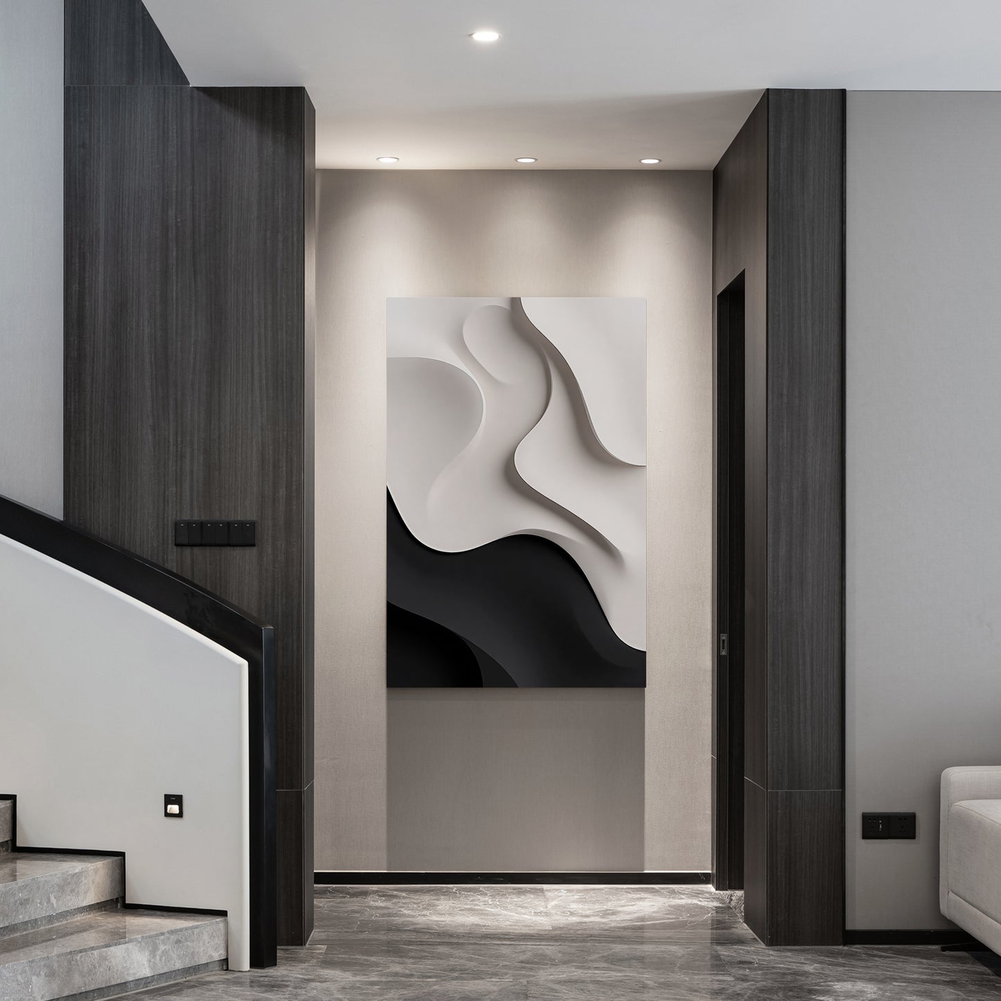 Beige and black Wall Sculptures, 3D Wood Wall Art, Minimalist Wall Hanging Home Decor