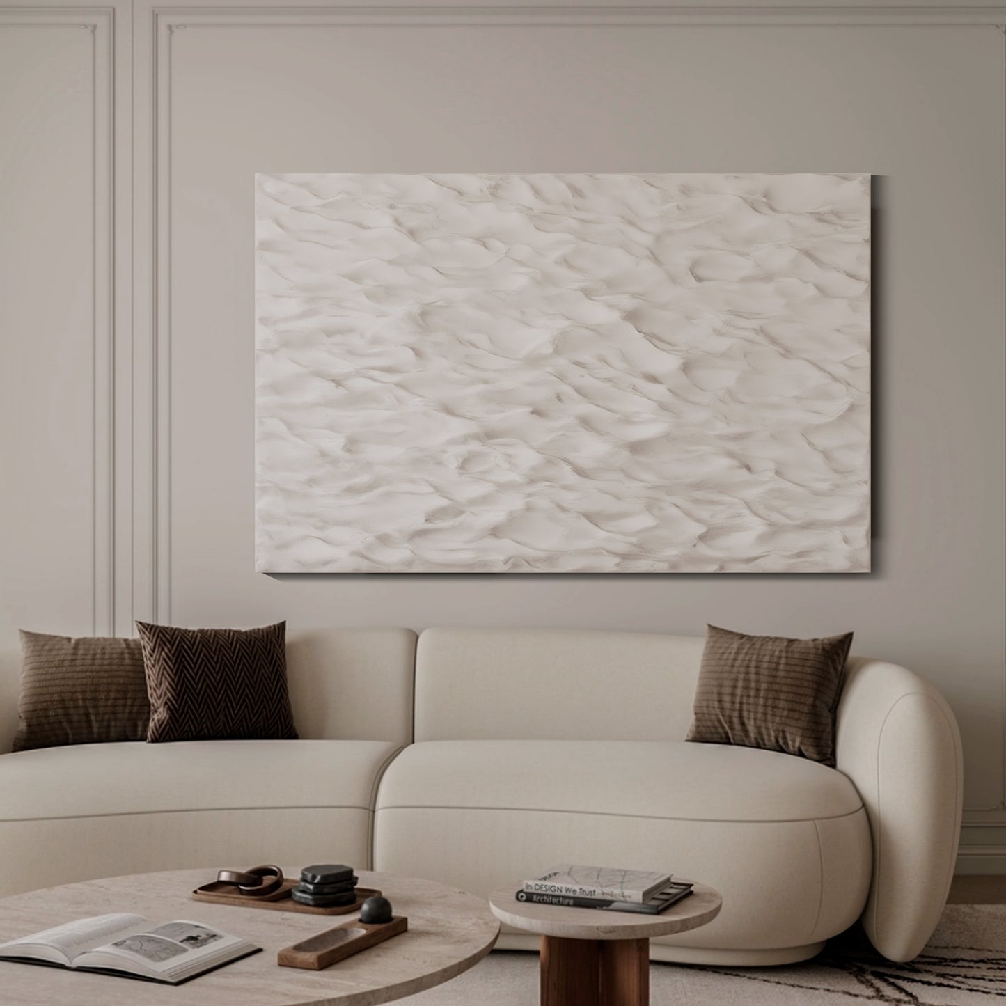 Beige Wall Sculptures, 3D Wood Wall Art, Minimalist Wall Hanging Home Decor