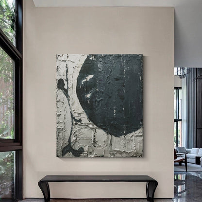 Black, white and gray simple wall art, hand-painted oil painting