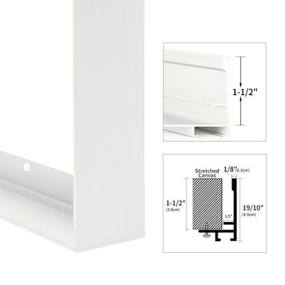 Metal floating frame, used for canvas oil painting, DIY canvas frame, 1.5 inches deep, floating frame, used for canvas print wall art/portrait/landscape living room bedroom kitchen decoration (dumb white)