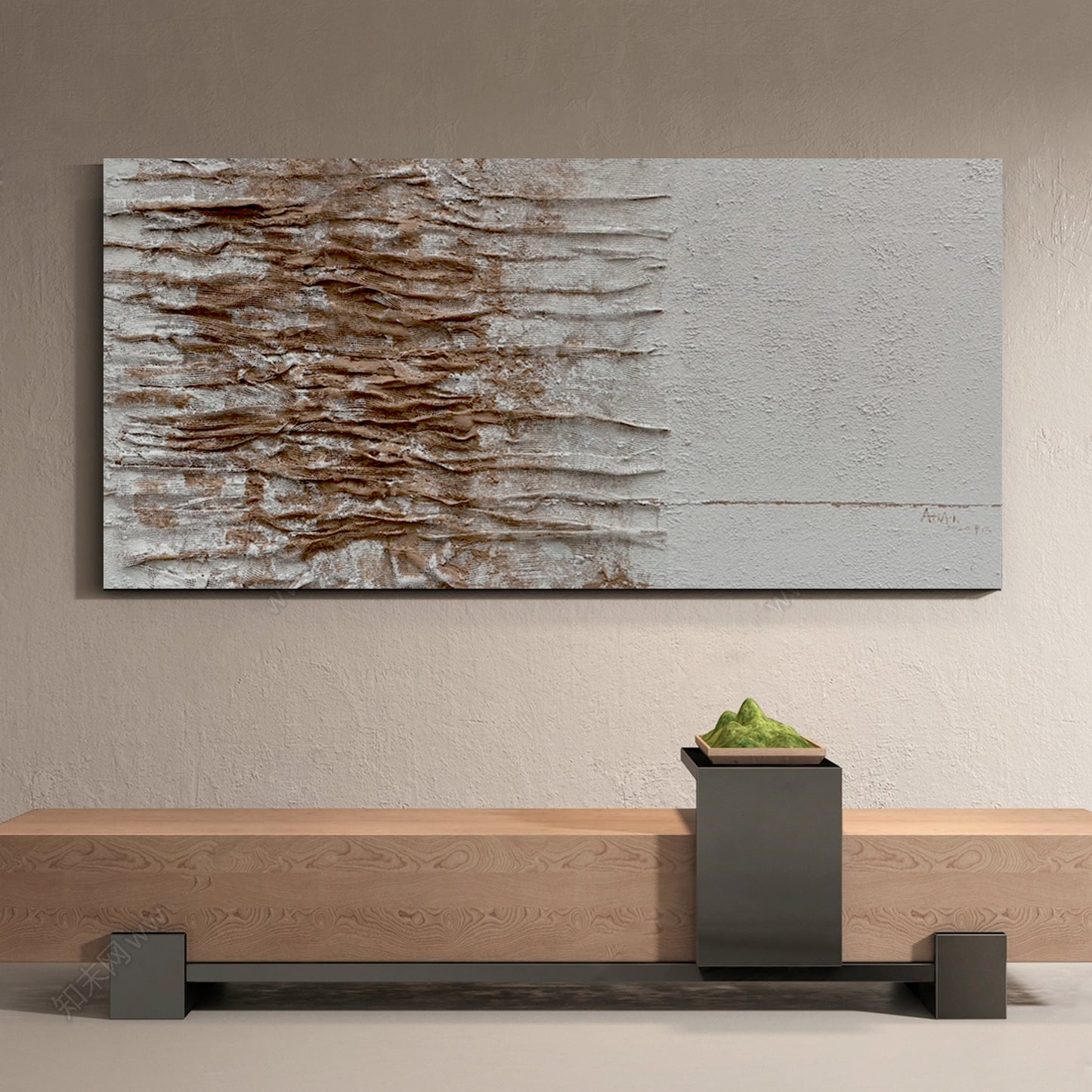 Banner modern abstract wall art, hand-painted oil painting