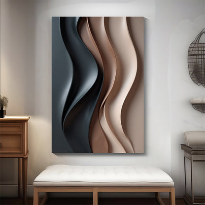 Beige and Brown dark green Wall Sculptures, 3D Wood Wall Art, Minimalist Wall Hanging Home Decor