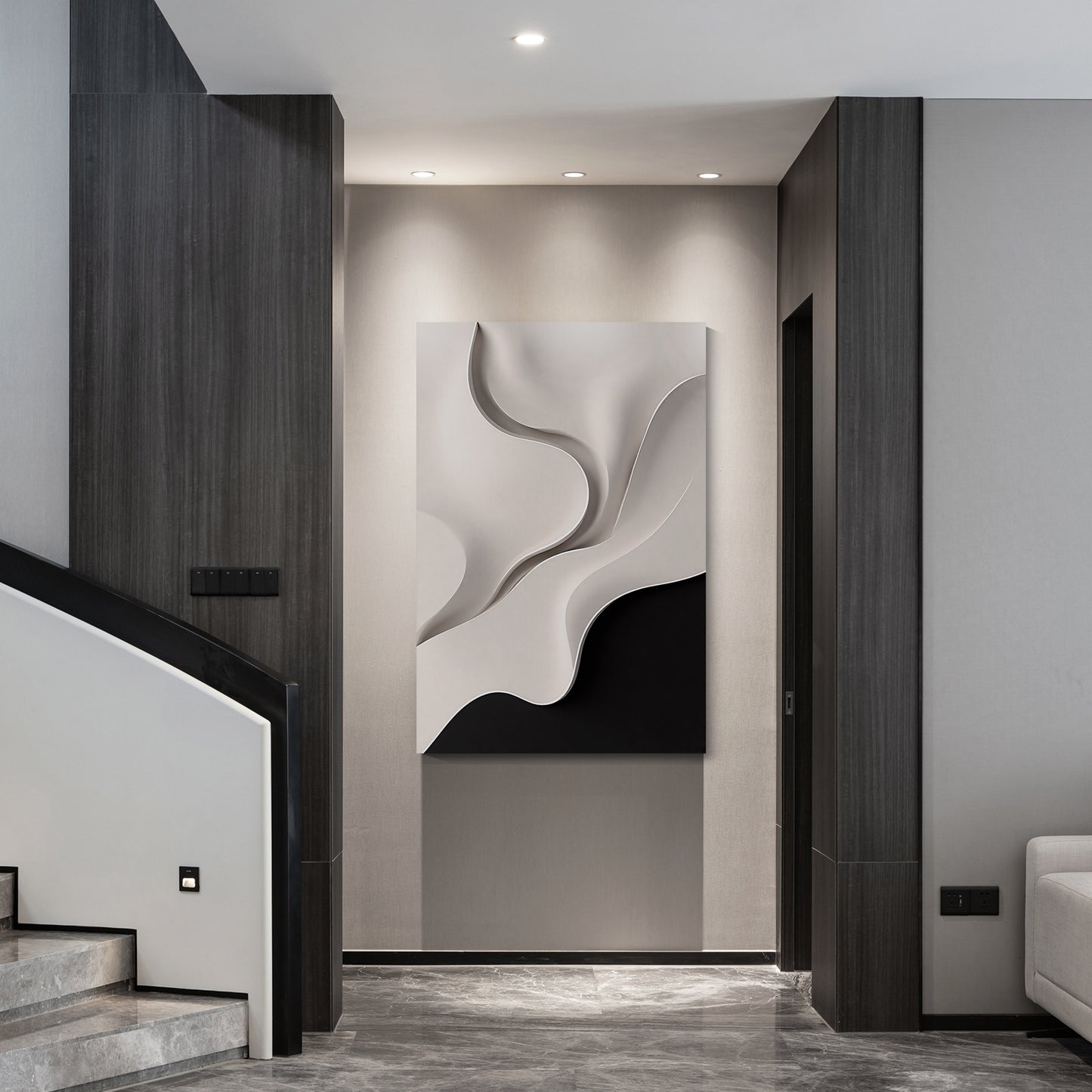 Beige and black Wall Sculptures, 3D Wood Wall Art, Minimalist Wall Hanging Home Decor