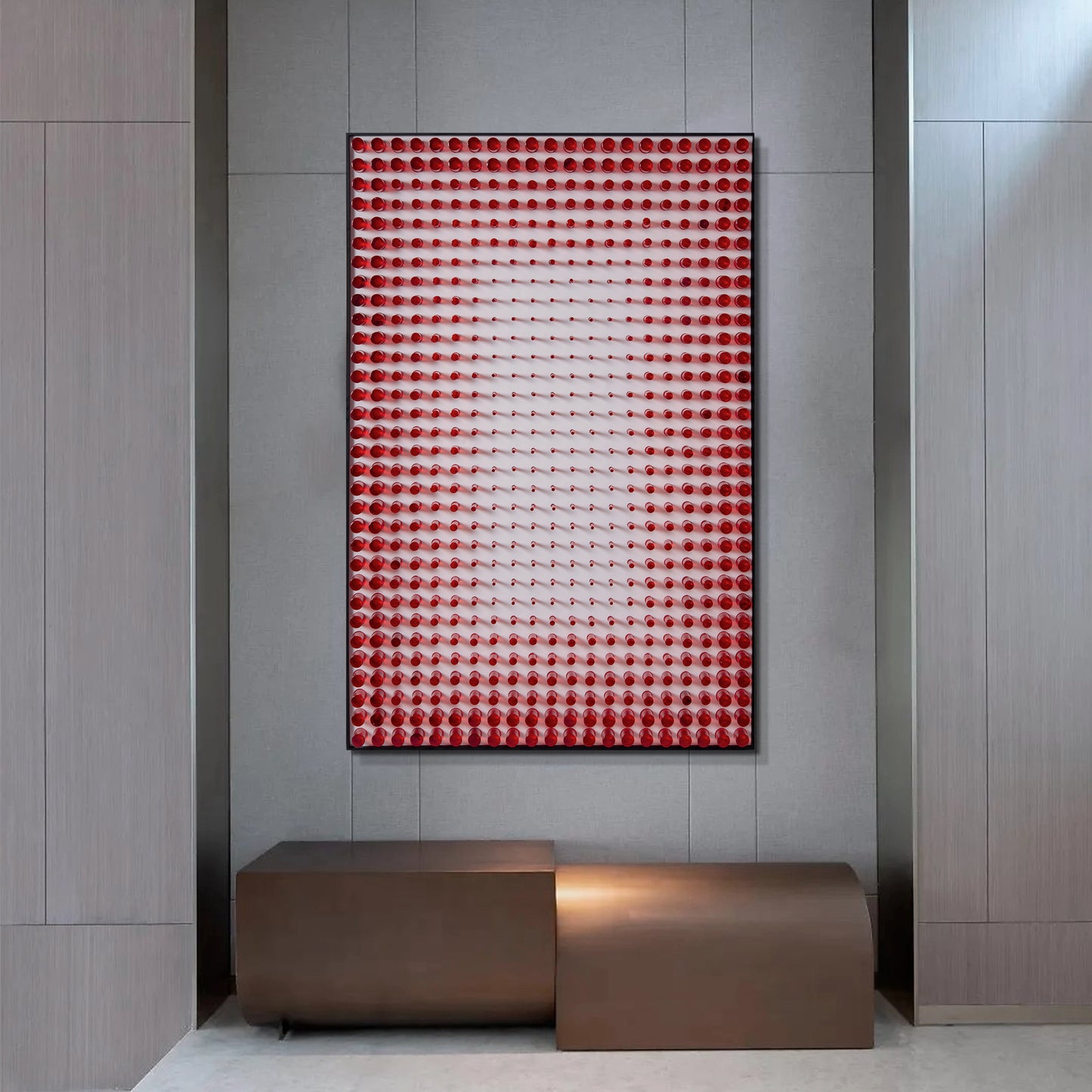 Red Acrylic cylinder installation art