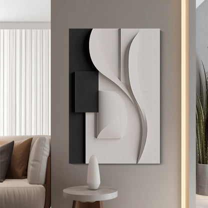 Beige and black Wall Sculptures, 3D Wood Wall Art, Minimalist Wall Hanging Home Decor