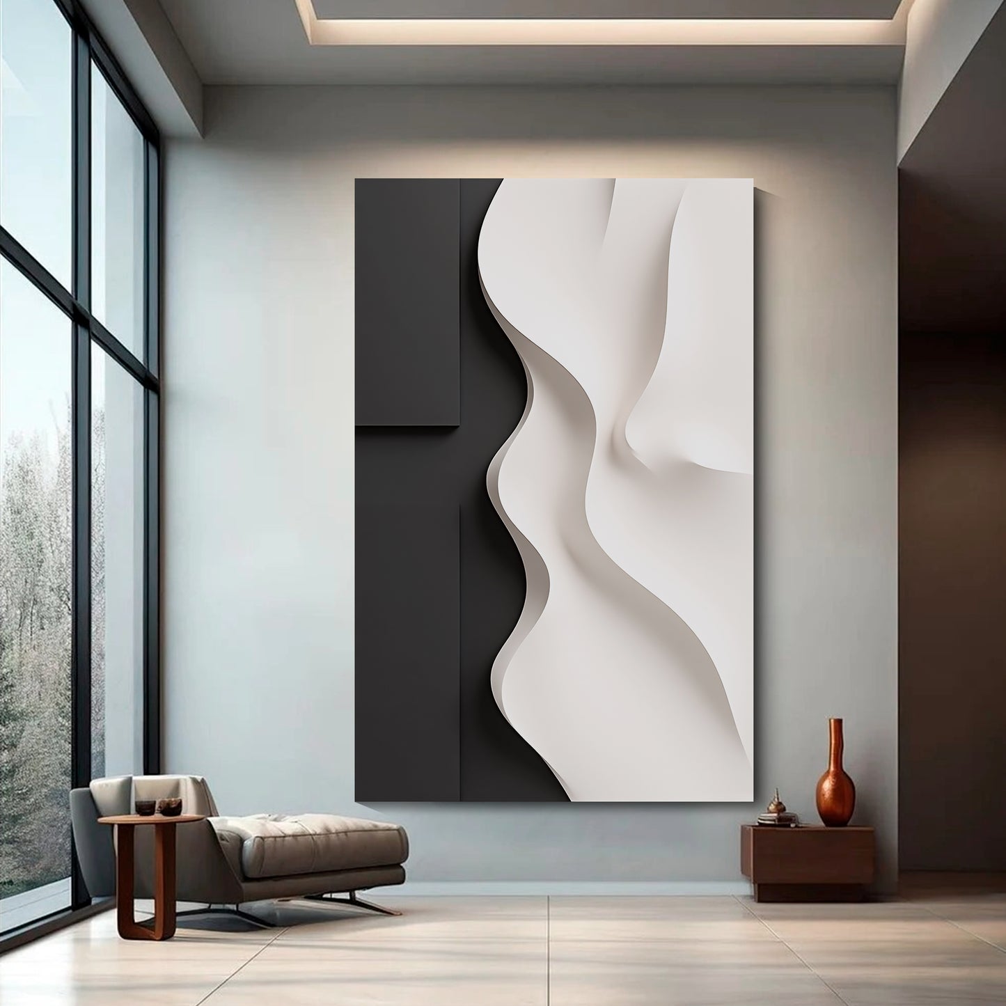 Beige and black Wall Sculptures, 3D Wood Wall Art, Minimalist Wall Hanging Home Decor