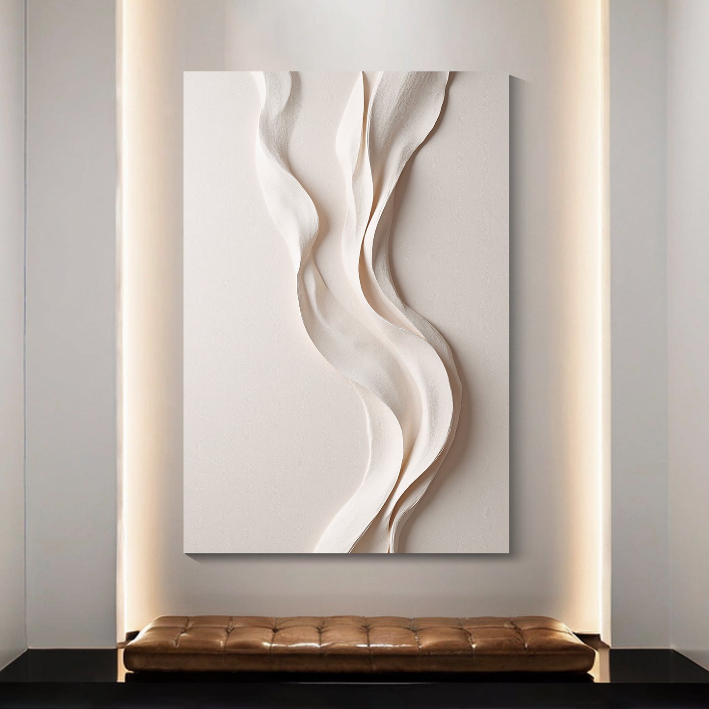 Beige Wall Sculptures, 3D Wood Wall Art, Minimalist Wall Hanging Home Decor