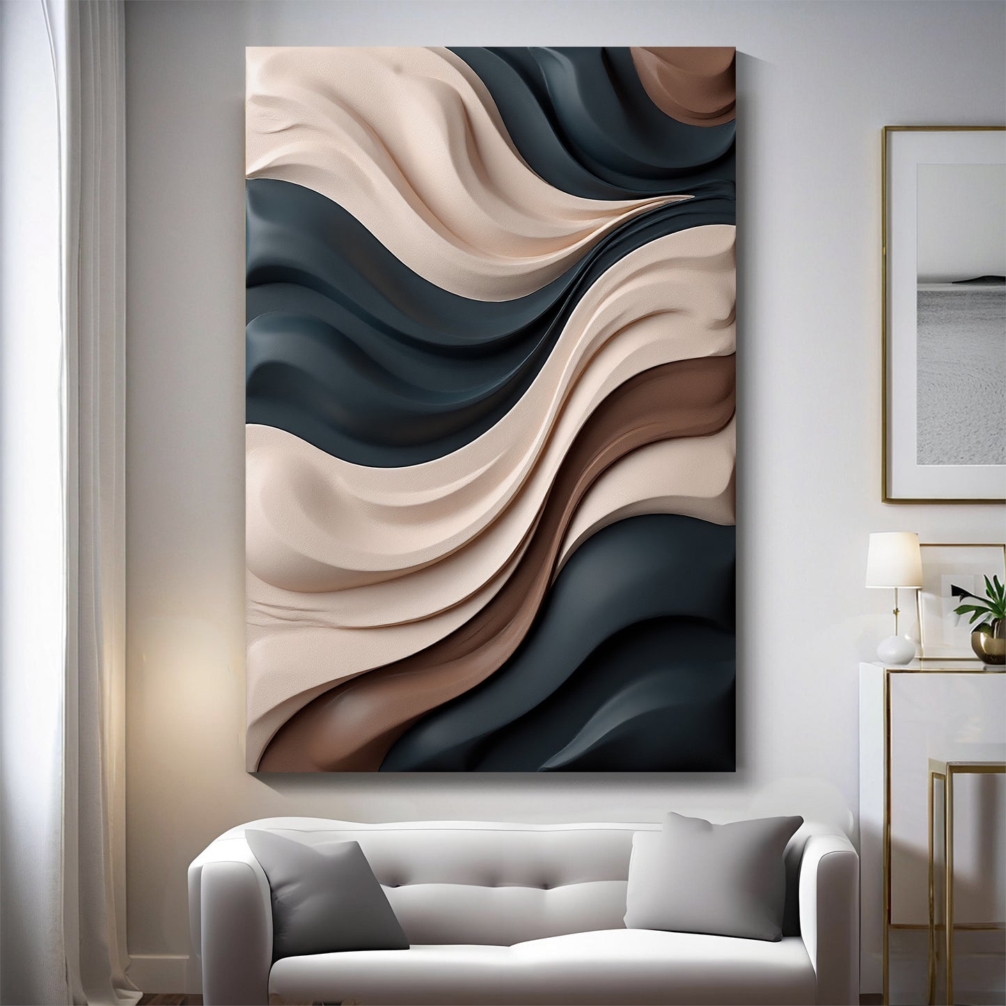 Beige and Brown dark green Wall Sculptures, 3D Wood Wall Art, Minimalist Wall Hanging Home Decor