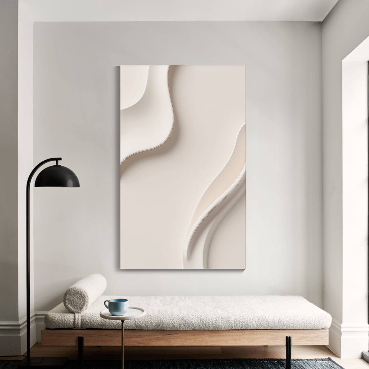 Beige Wall Sculptures, 3D Wood Wall Art, Minimalist Wall Hanging Home Decor