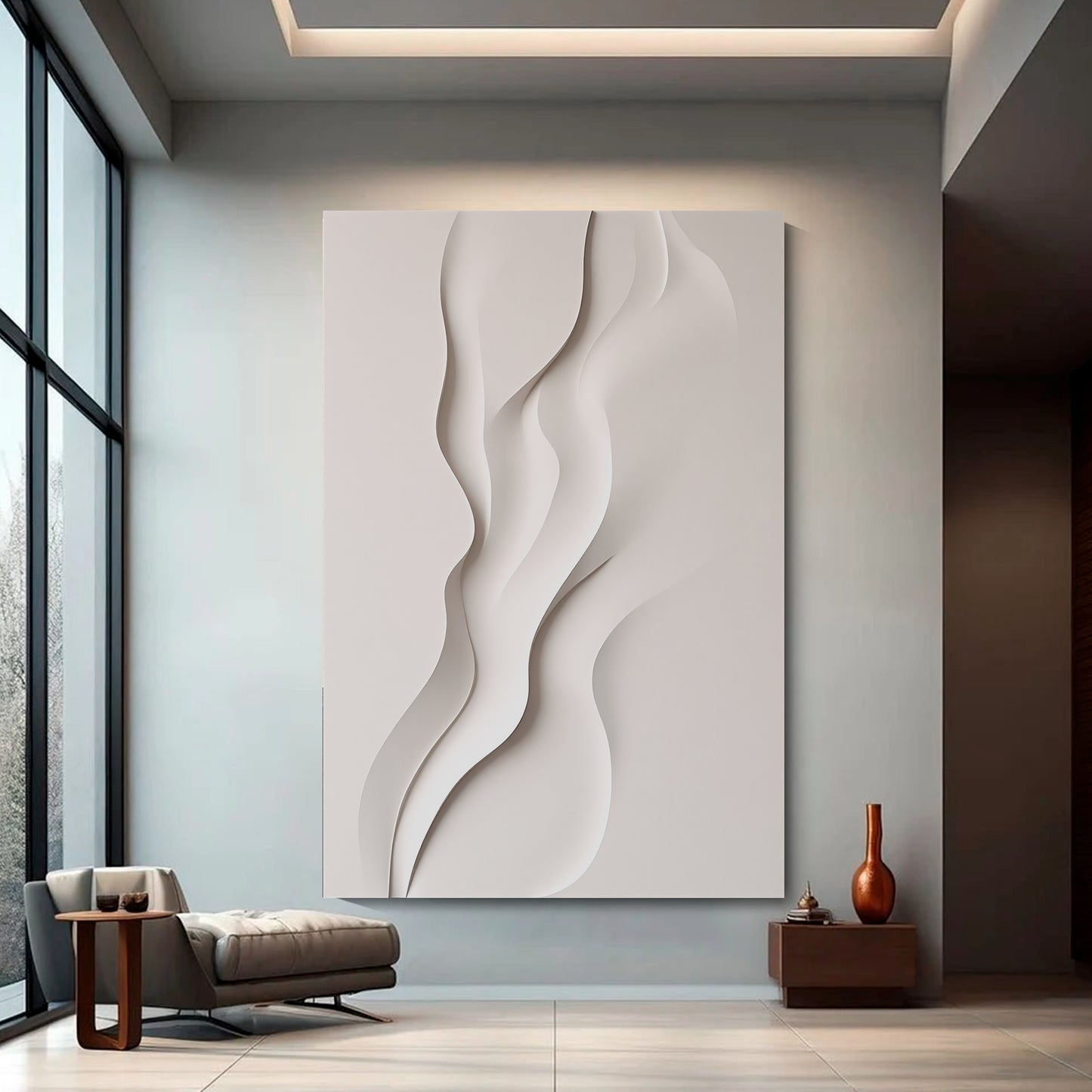 Beige Wall Sculptures, 3D Wood Wall Art, Minimalist Wall Hanging Home Decor