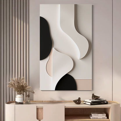 Beige and Brown Black Wall Sculptures, 3D Wood Wall Art, Minimalist Wall Hanging Home Decor