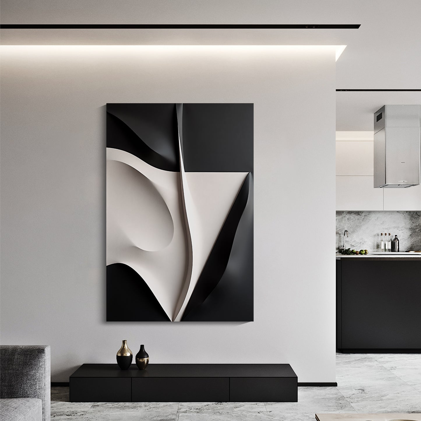 Beige and black Wall Sculptures, 3D Wood Wall Art, Minimalist Wall Hanging Home Decor