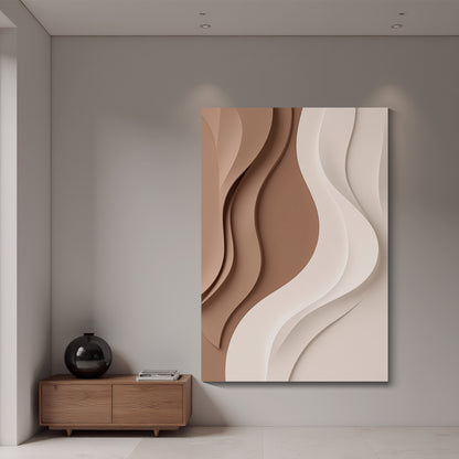 Beige and Brown Wall Sculptures, 3D Wood Wall Art, Minimalist Wall Hanging Home Decor