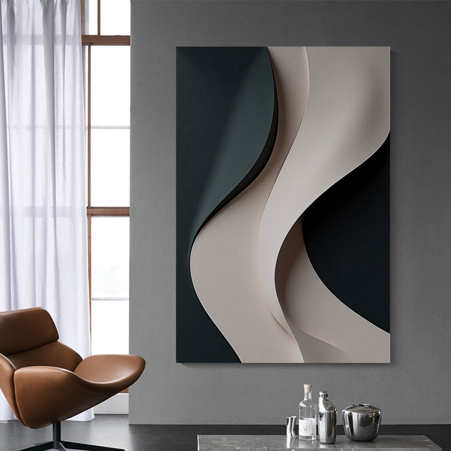 Beige, black, and dark greenWall Sculptures, 3D Wood Wall Art, Minimalist Wall Hanging Home Decor
