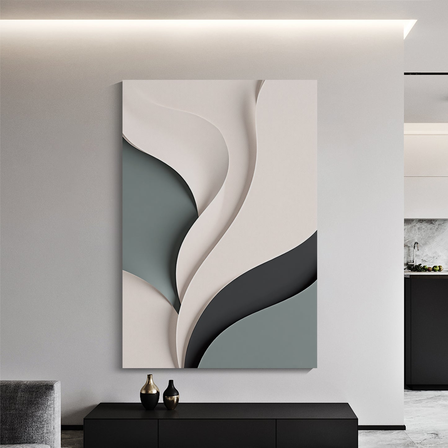 Beige, black, and dark greenWall Sculptures, 3D Wood Wall Art, Minimalist Wall Hanging Home Decor