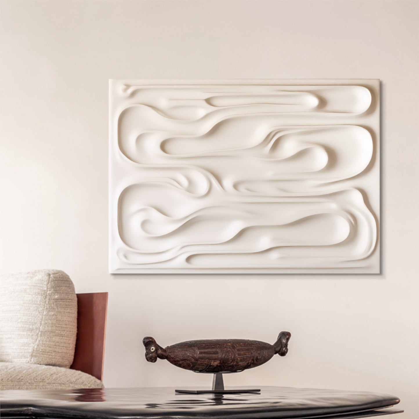 Beige Wall Sculptures, 3D Wood Wall Art, Minimalist Wall Hanging Home Décor